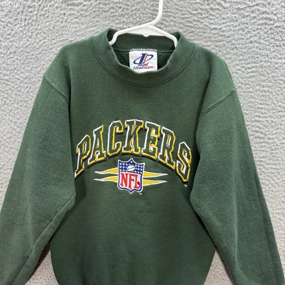 Vintage Green Bay Packers Sweatshirt Boys Small Green Crewneck Embroidered‎ 90s